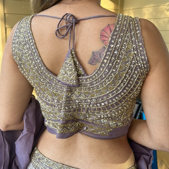 Purple brocade lehenga - Picture 12 of 17